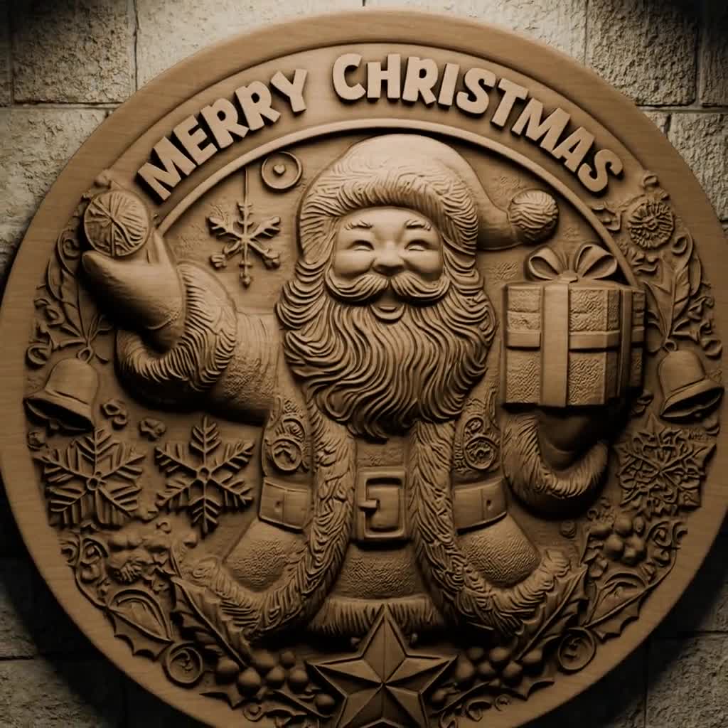 3D STL Design Santa | Christmas Relief for CNC Routers and 3D