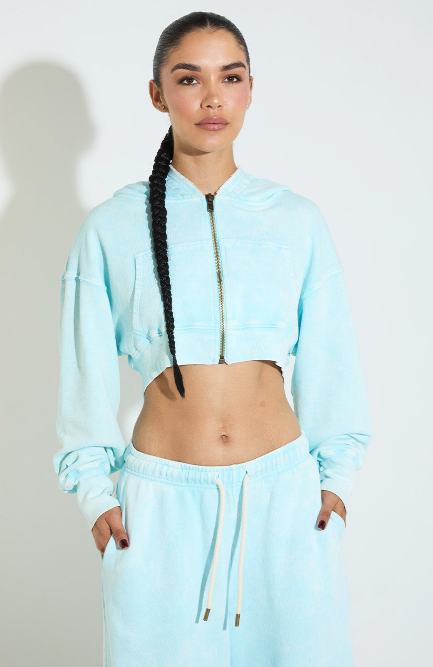 Juicy Crop Zip Hoodie / Aqua – VINTAGE SOULS INC.