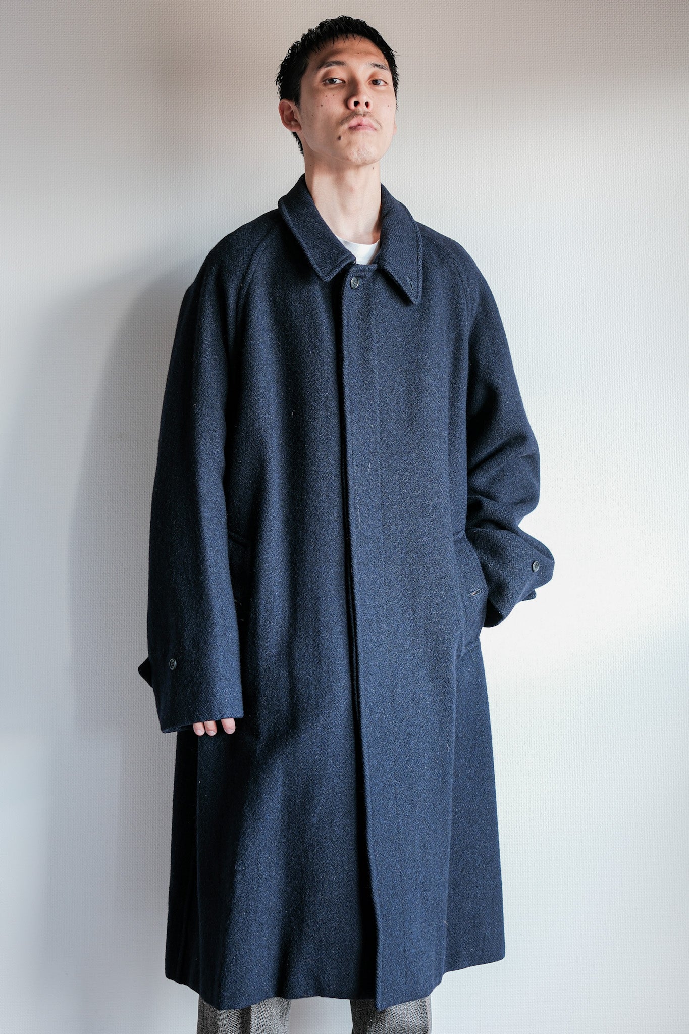 80's】Vintage Burberrys Single Raglan Wool Balmacaan Coat Size.54RL 