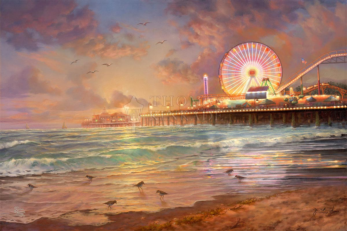 Sunset at Santa Monica Pier, by Thomas Kinkade Studios - Village