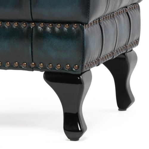 ヴィンセント スツール S オットマン アンティークブルー 本革 脚