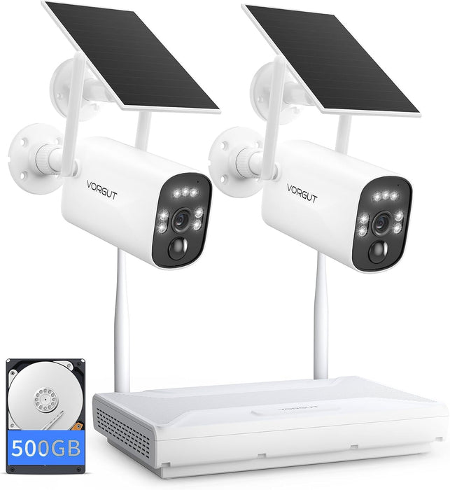 ソーラー防犯カメラ 2台セット モニター付き・400万画素・IP66防水