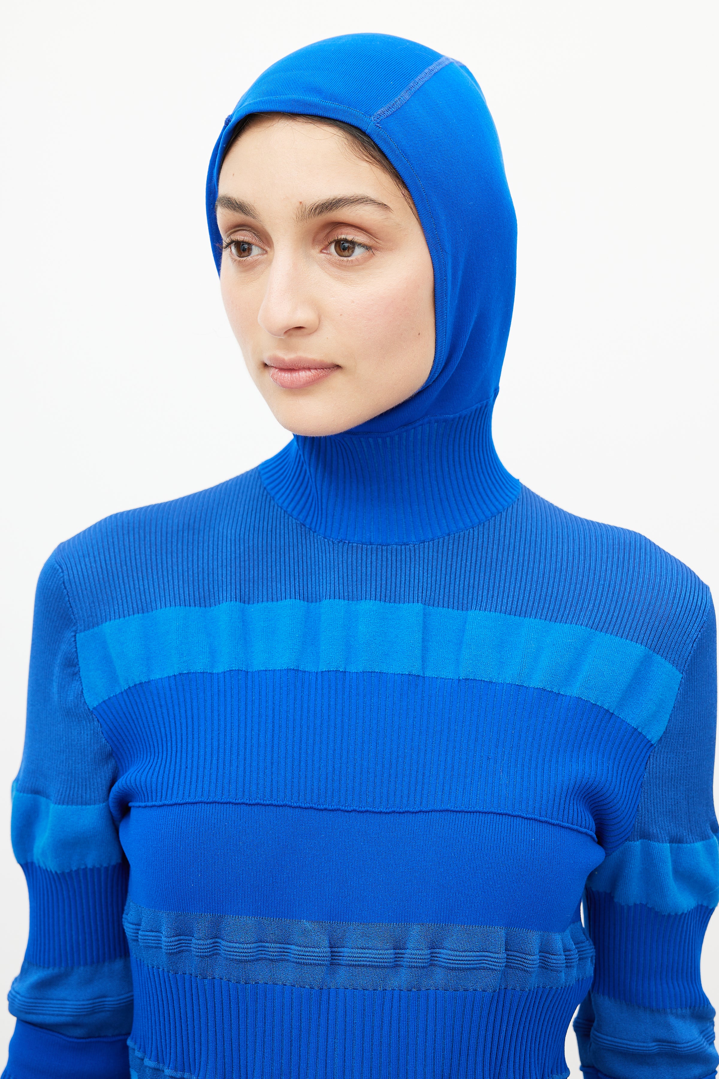 Acne Studios // Blue Ribbed Hooded Knit Top – VSP Consignment