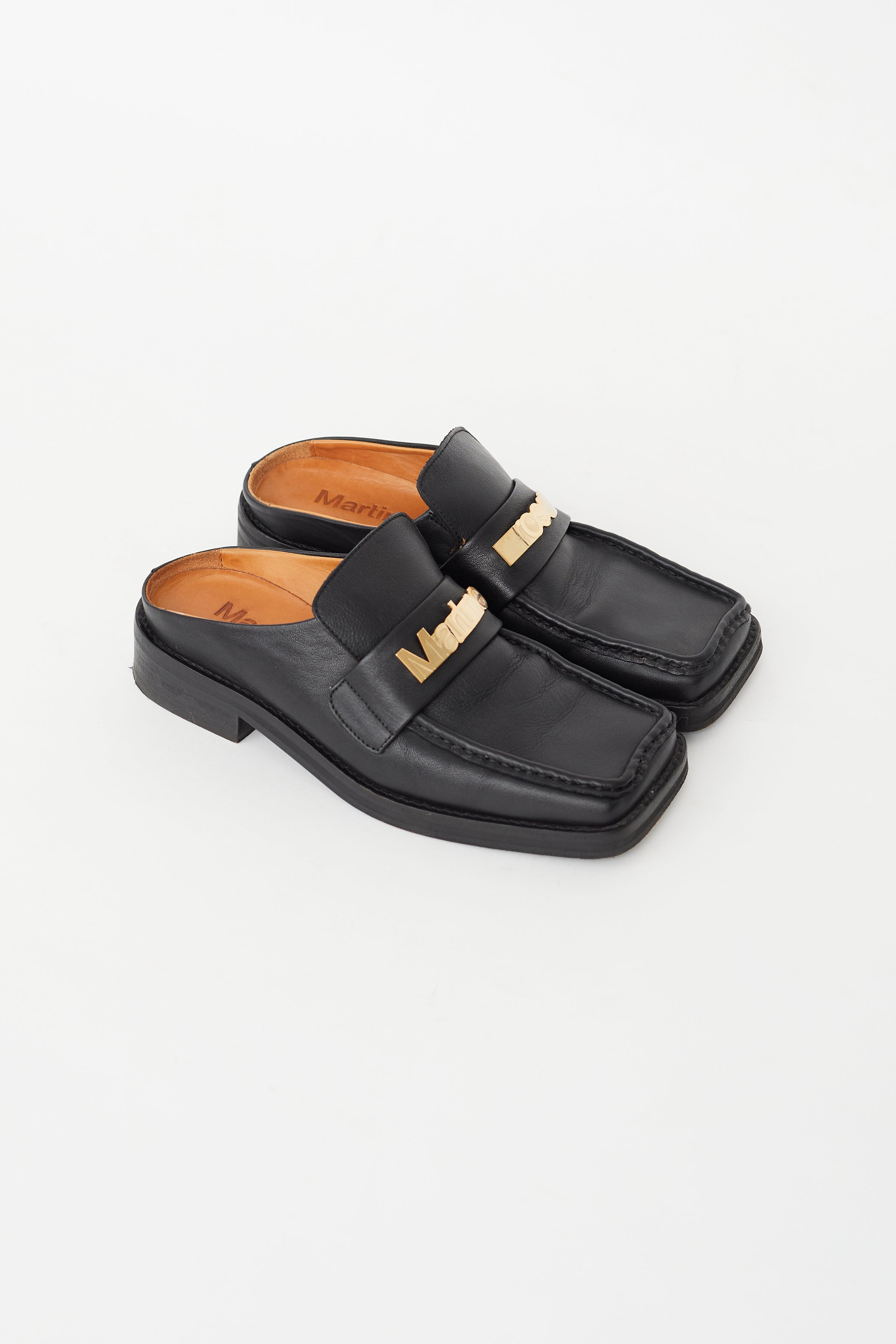 Martine Rose // Black Leather Logo Square Toe Mule – VSP Consignment