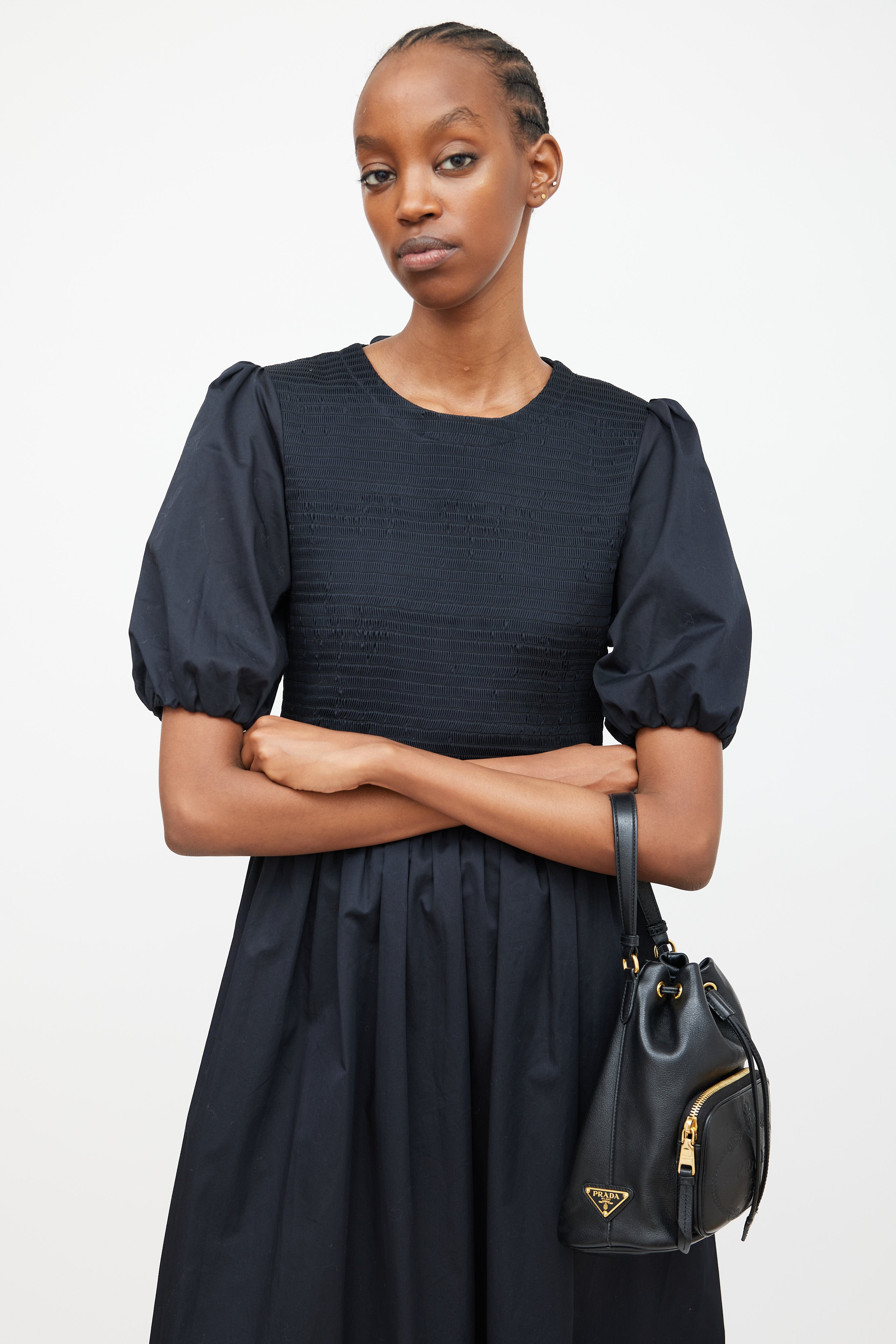 Prada // Black Leather Glace Secchiello Bucket Bag – VSP Consignment