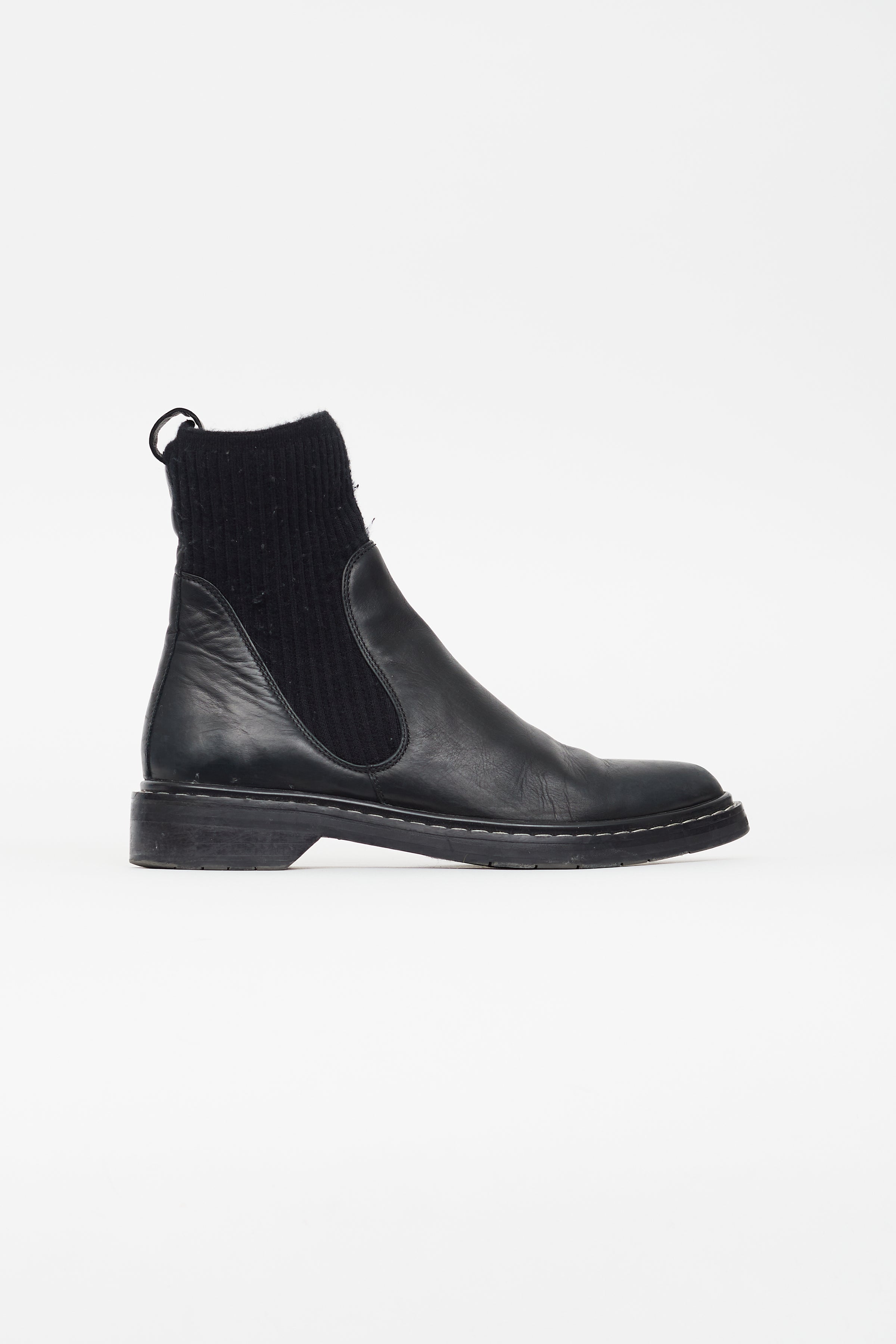The Row // Black Leather Chelsea Sock Boot – VSP Consignment