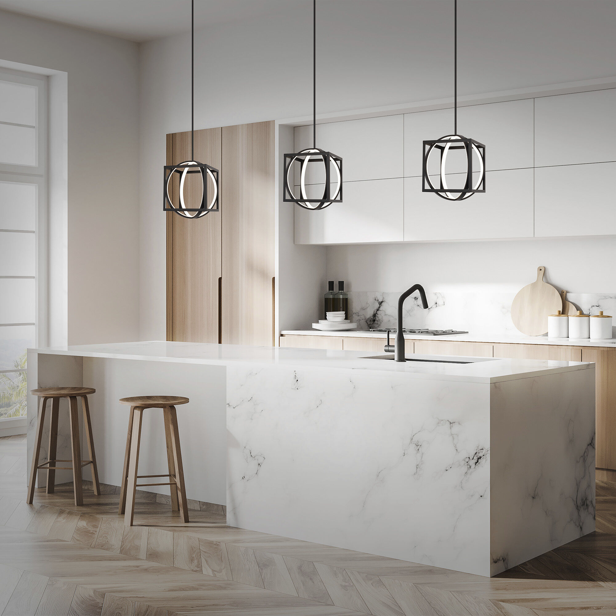 WAC Lighting PD-57317-BK Geometrix LED 12.63 inch Black Pendant