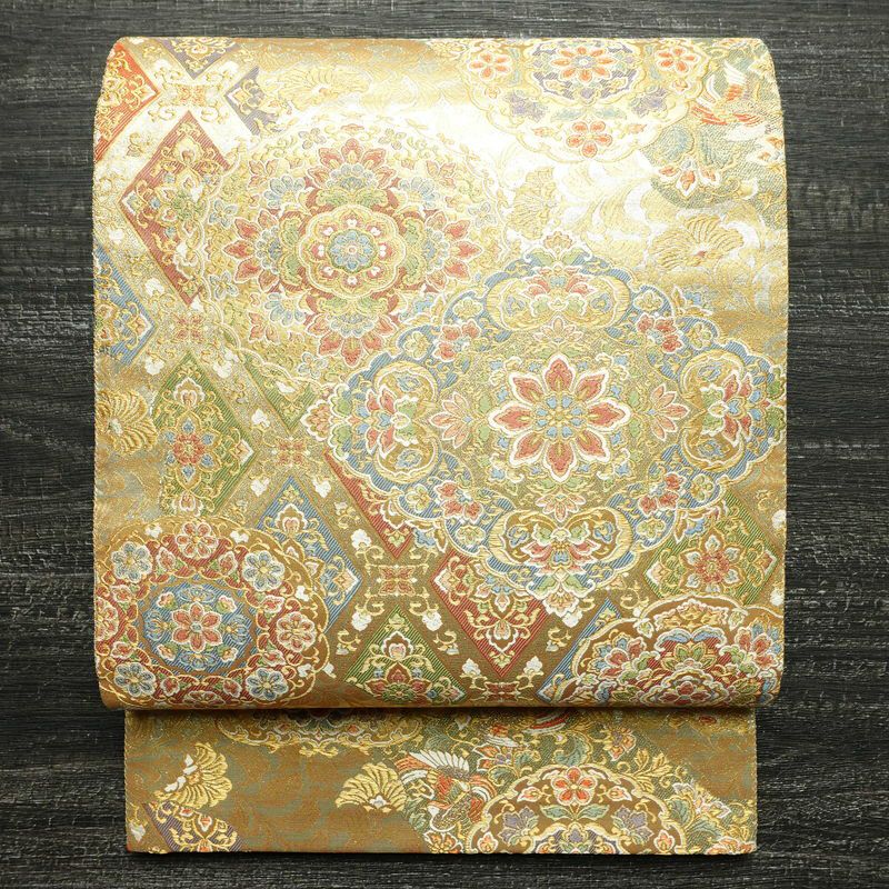 袋帯 六通柄 良品 フォーマル用 正絹 古典柄 箔 帯 金・銀 | 六通柄