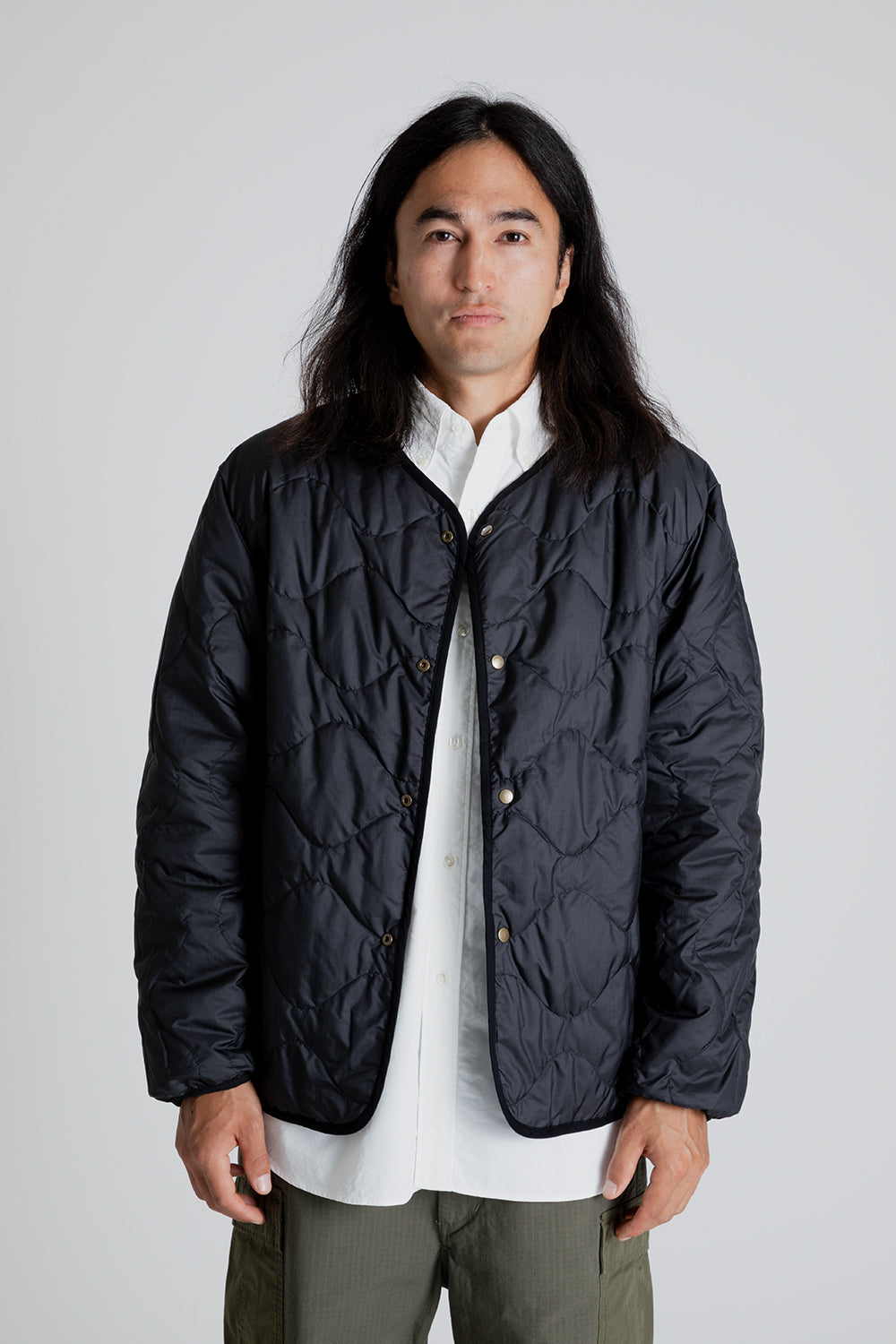 Nanamica Reversible Down Cardigan in Black | Wallace Mercantile Shop