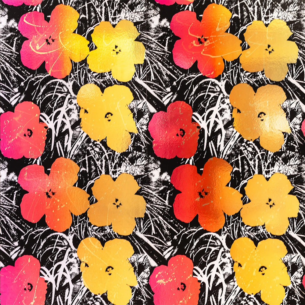 Andy Warhol / FLOWERS / Golden Shower on Chrome Mylar (triple roll