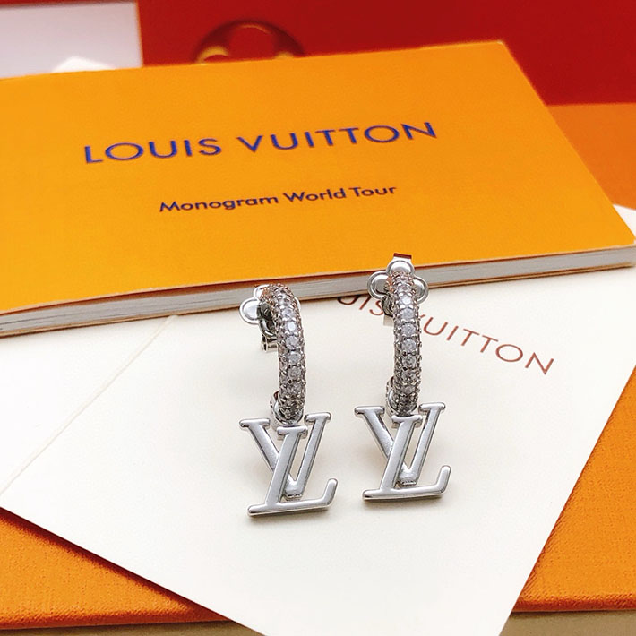 Louis Vuitton ルイヴィトン ピアス フープ・LV アイコニック シルバー