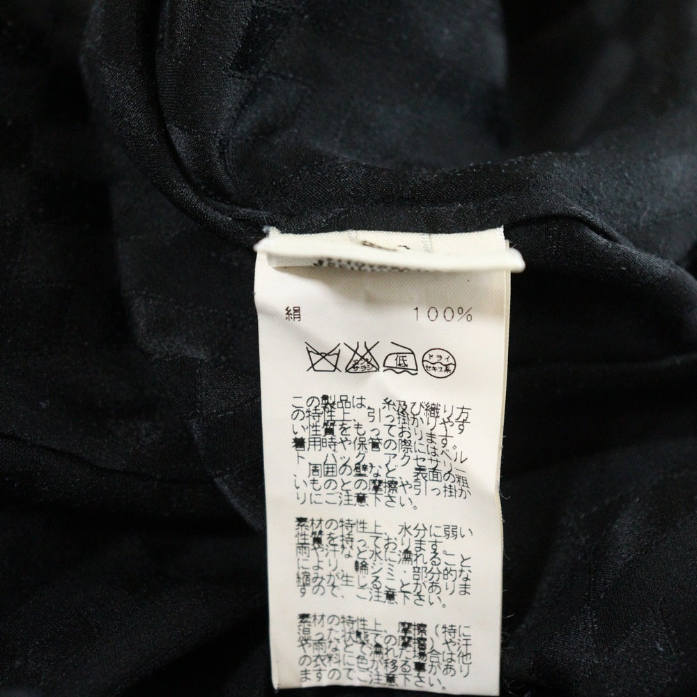 HERMES(エルメス) Hロゴ 総柄 ボーカラー シルク 長袖シャツ ブラウス