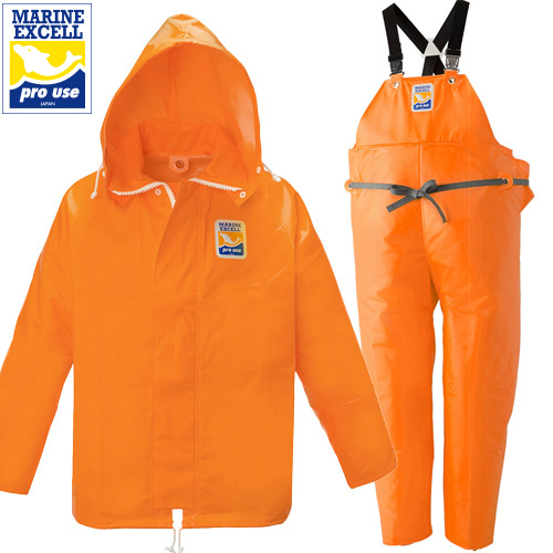 マリンエクセル オレンジ ジャンパー上下セット ｜ 漁師カッパ専門店