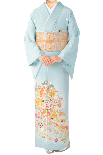 全国往復送料無料】フルセットレンタル 色留袖【9044 束ね熨斗に草花