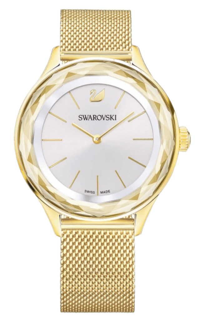 Swarovski Octea Nova Silver Dial Gold Mesh Bracelet Watch for Women