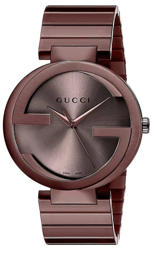 Gucci Interlocking XL Brown Dial Brown Steel Strap Watch For Men