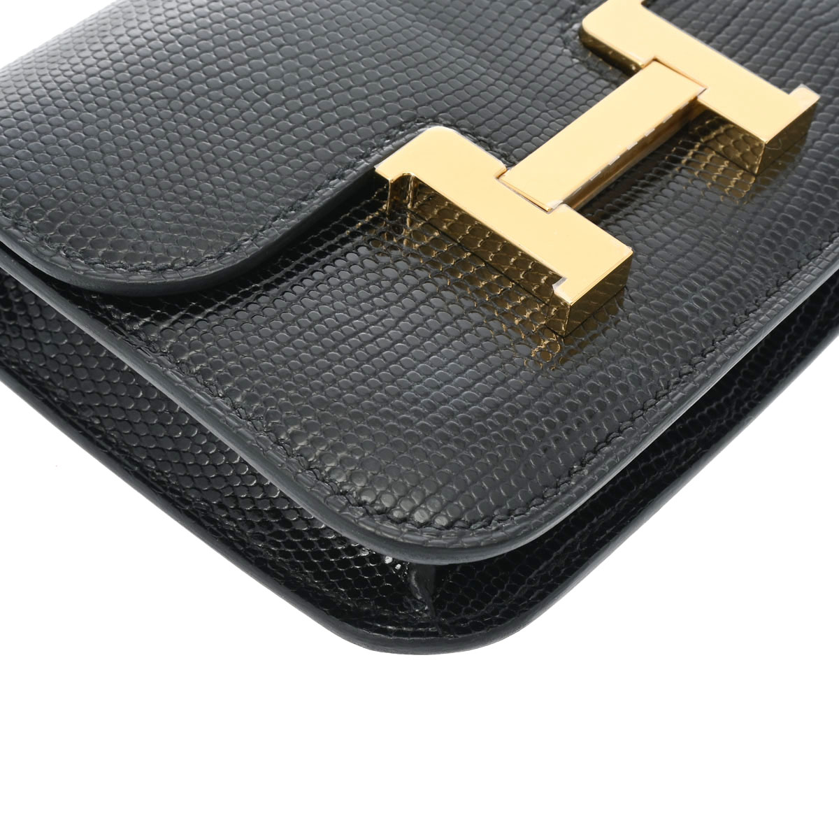 エルメス コンスタンス スリム ブラック/ゴールド金具 リザード