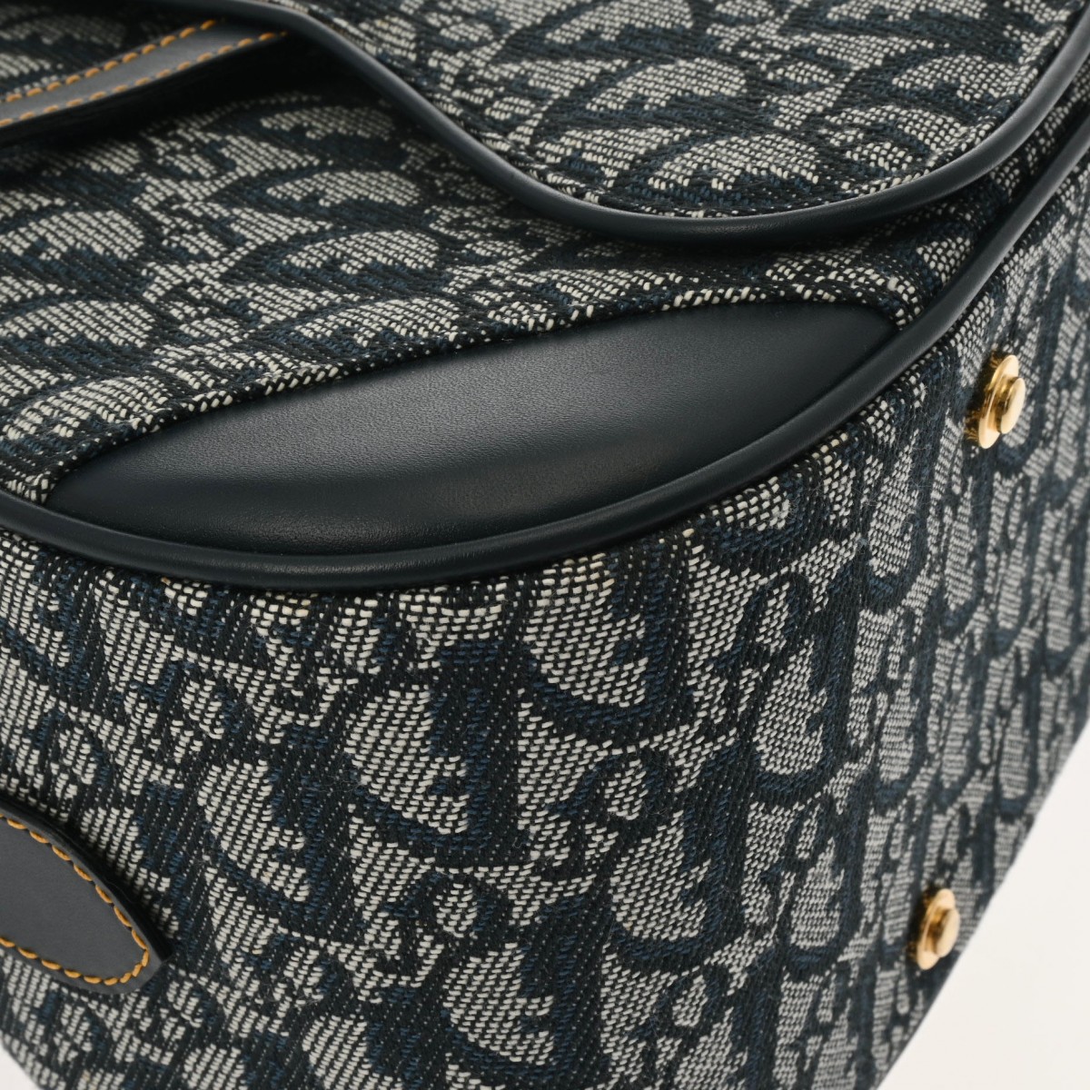 ディオール ダブルサドルバッグ トロッター柄 ネイビー/ゴールド金具