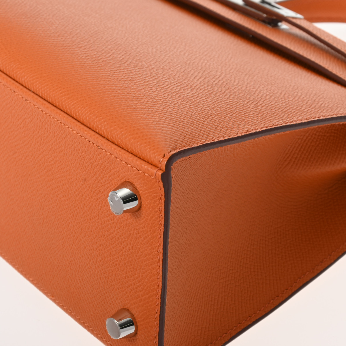 エルメス ケリー 25 外縫い オレンジ/パラジウム金具 ヴォーエプソン