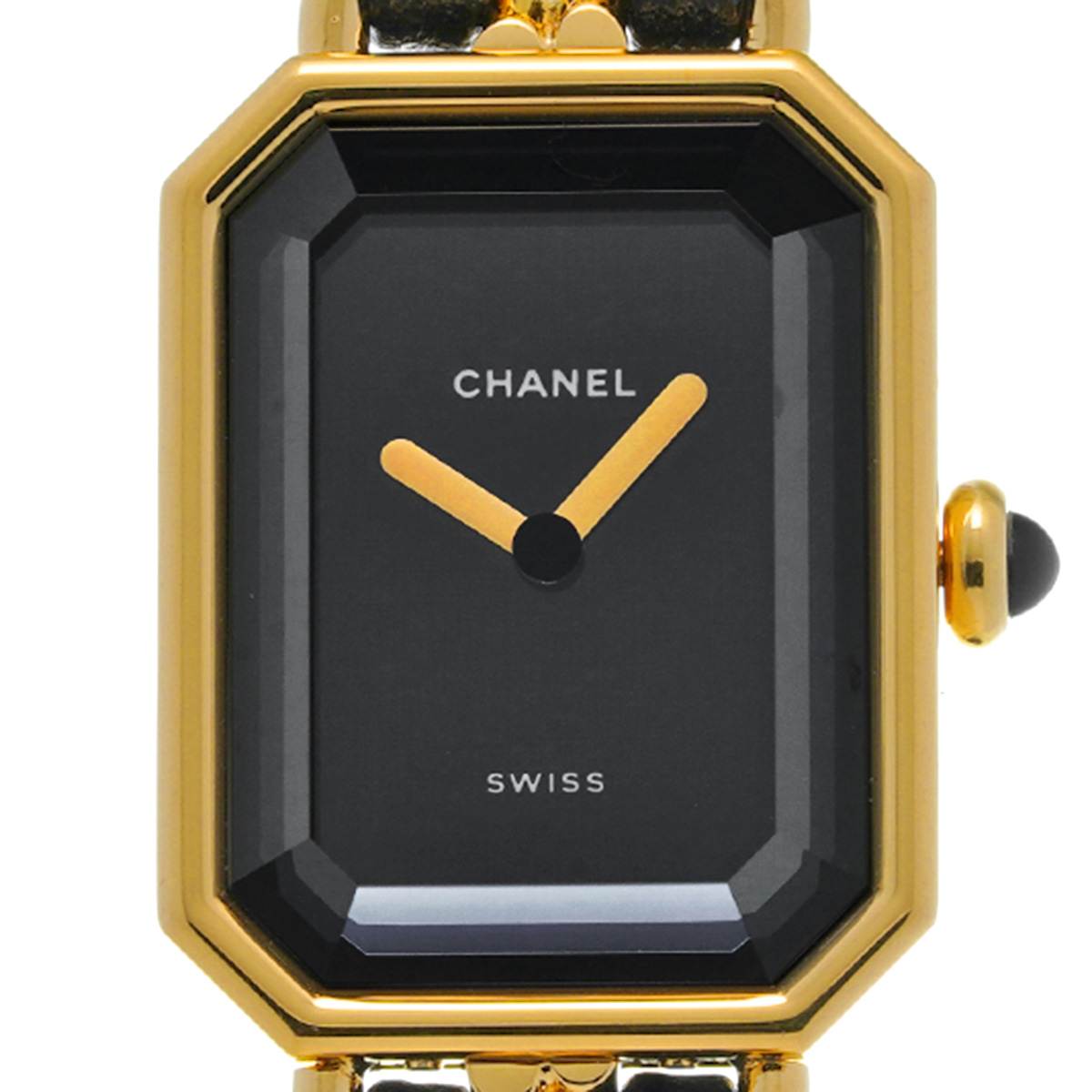 シャネル プルミエール L H0001 ブラック レディース 時計 【中古