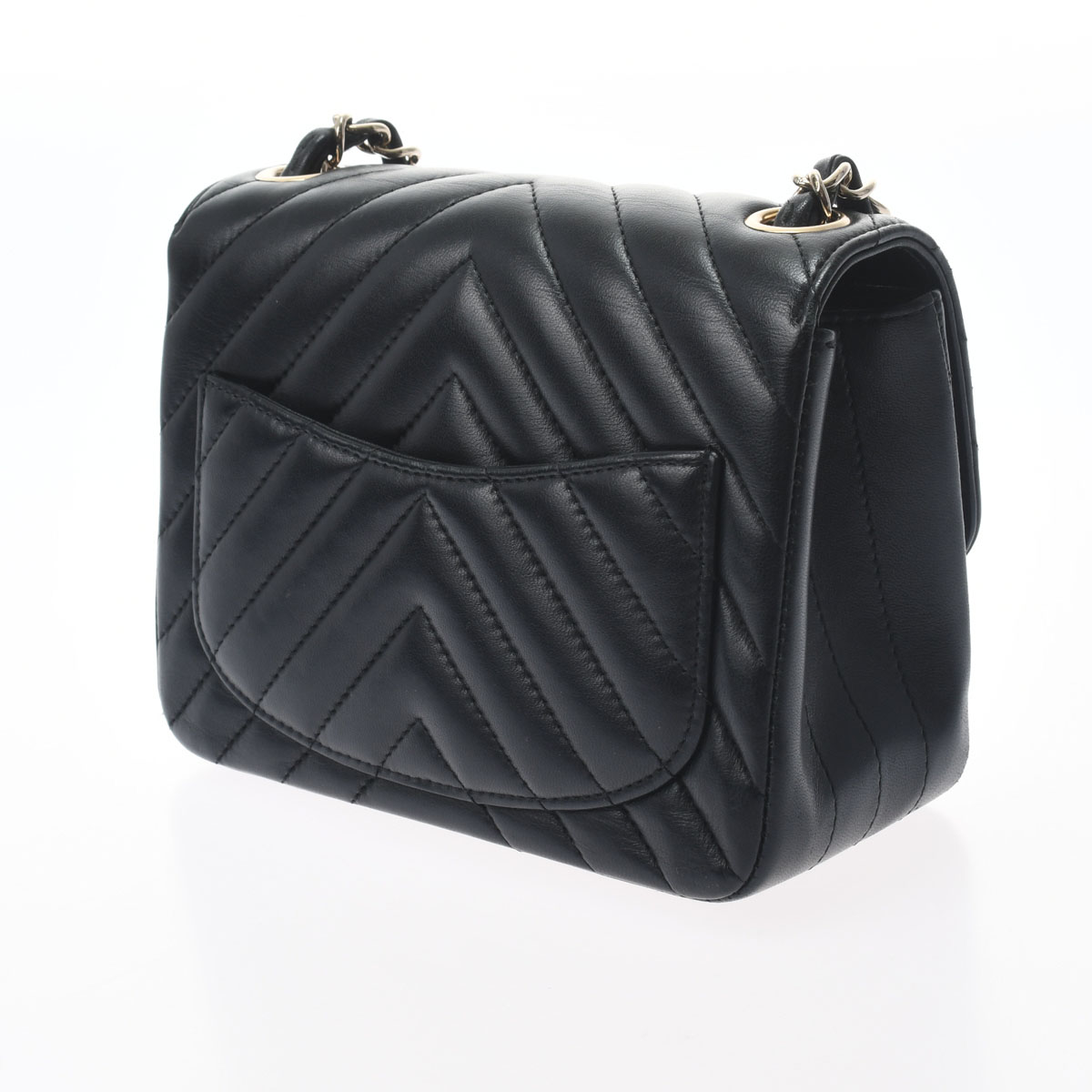 マトラッセ ミニフラップバッグ 17 シェブロン ブラック A35200