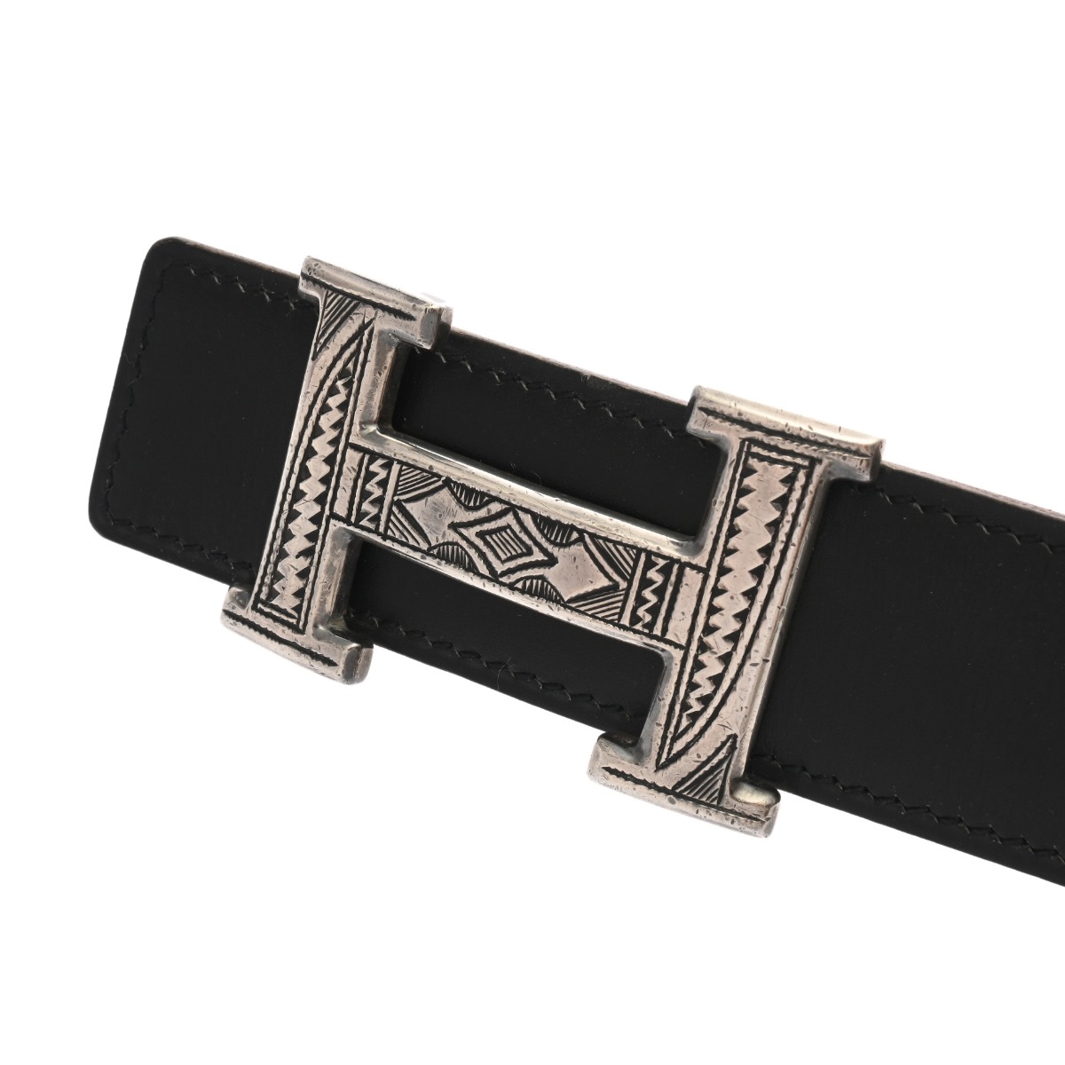 エルメス Hベルト トゥアレグバックル サイズ90cm ブラック/ナチュラル