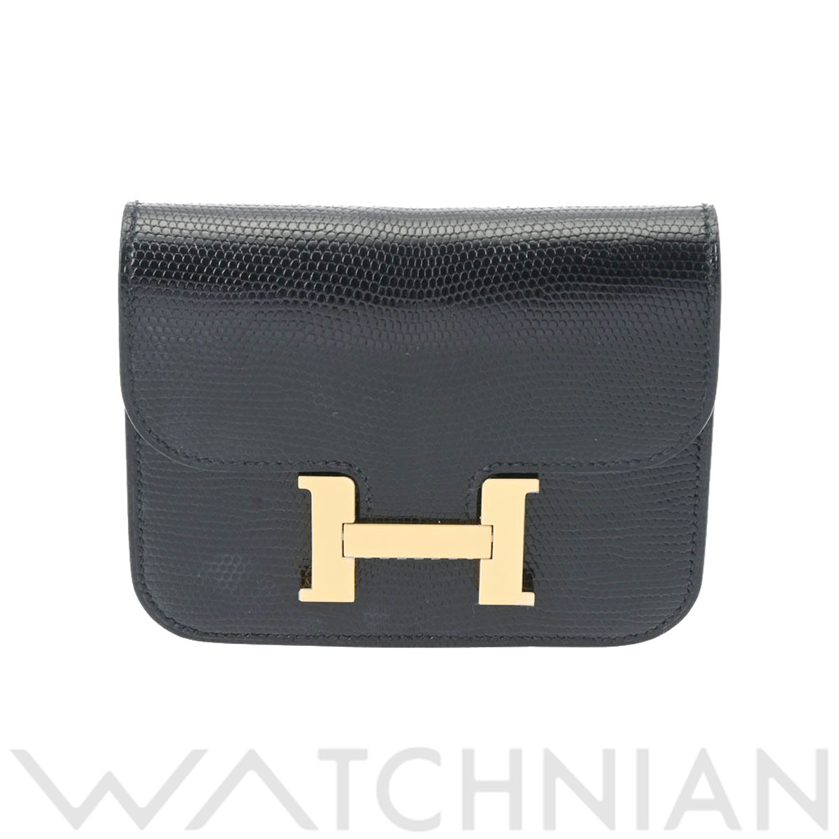 エルメス コンスタンス スリム ブラック/ゴールド金具 リザード