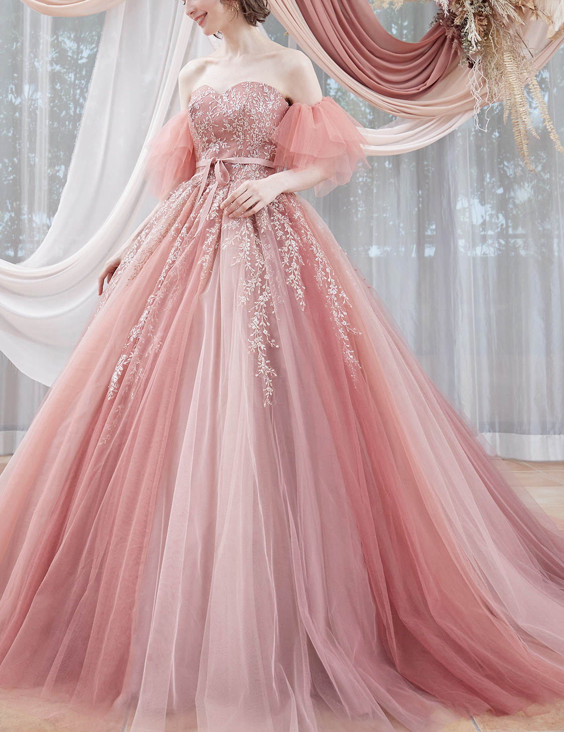 ルルフェリーチェ カラードレス ピンク【LU-0150】お得にレンタル