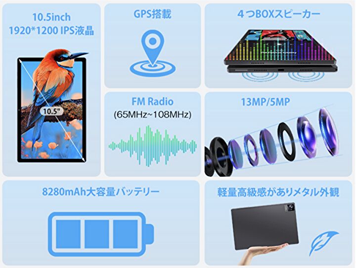 UAUU T90、UNISOC T616搭載の10.51インチタブレットのスペックと特徴