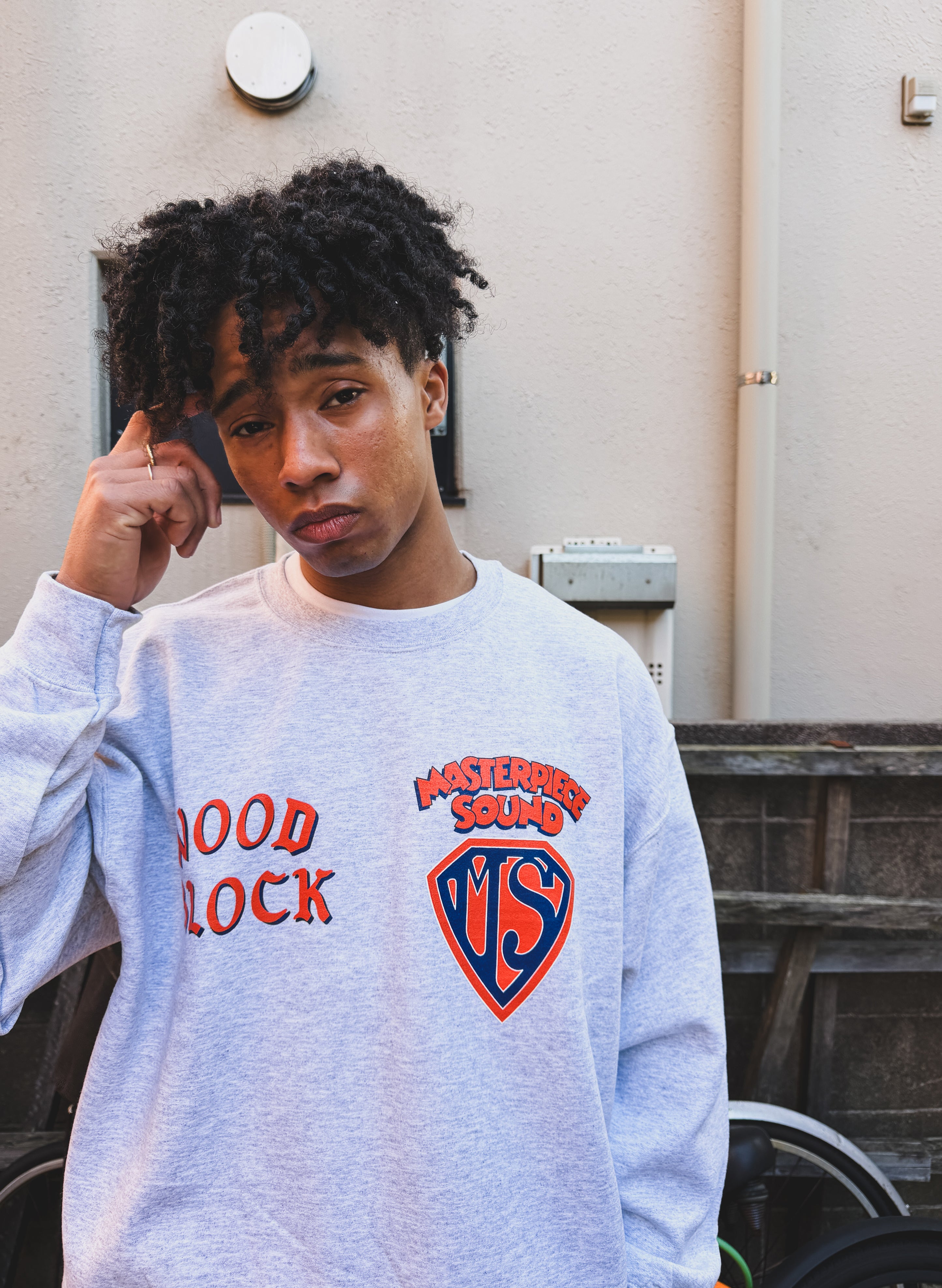 MASTERPIECE SOUND x WOODBLOCK CREW NECK SWEAT GREY (WB-25AW-016)