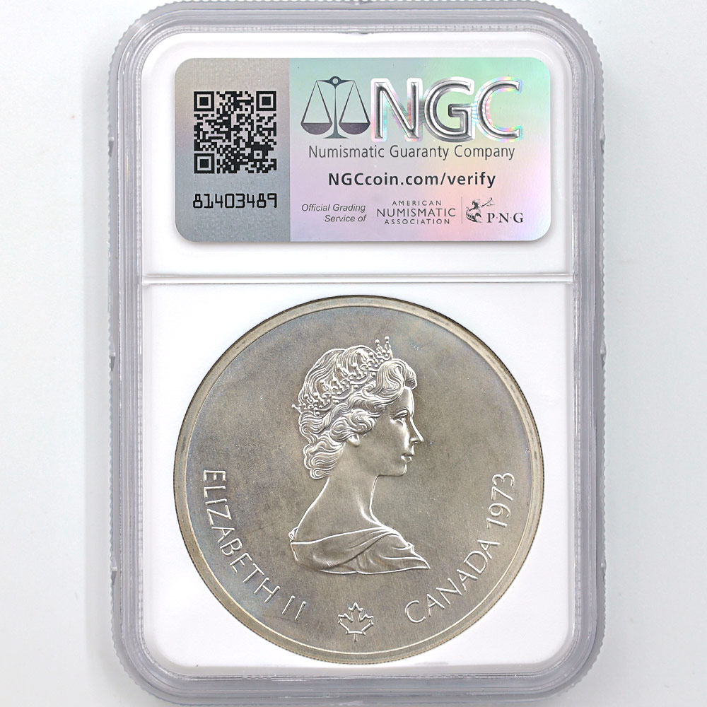 1973 カナダ 世界地図 モントリオールオリンピック 銀貨 $10 NGC MS 64