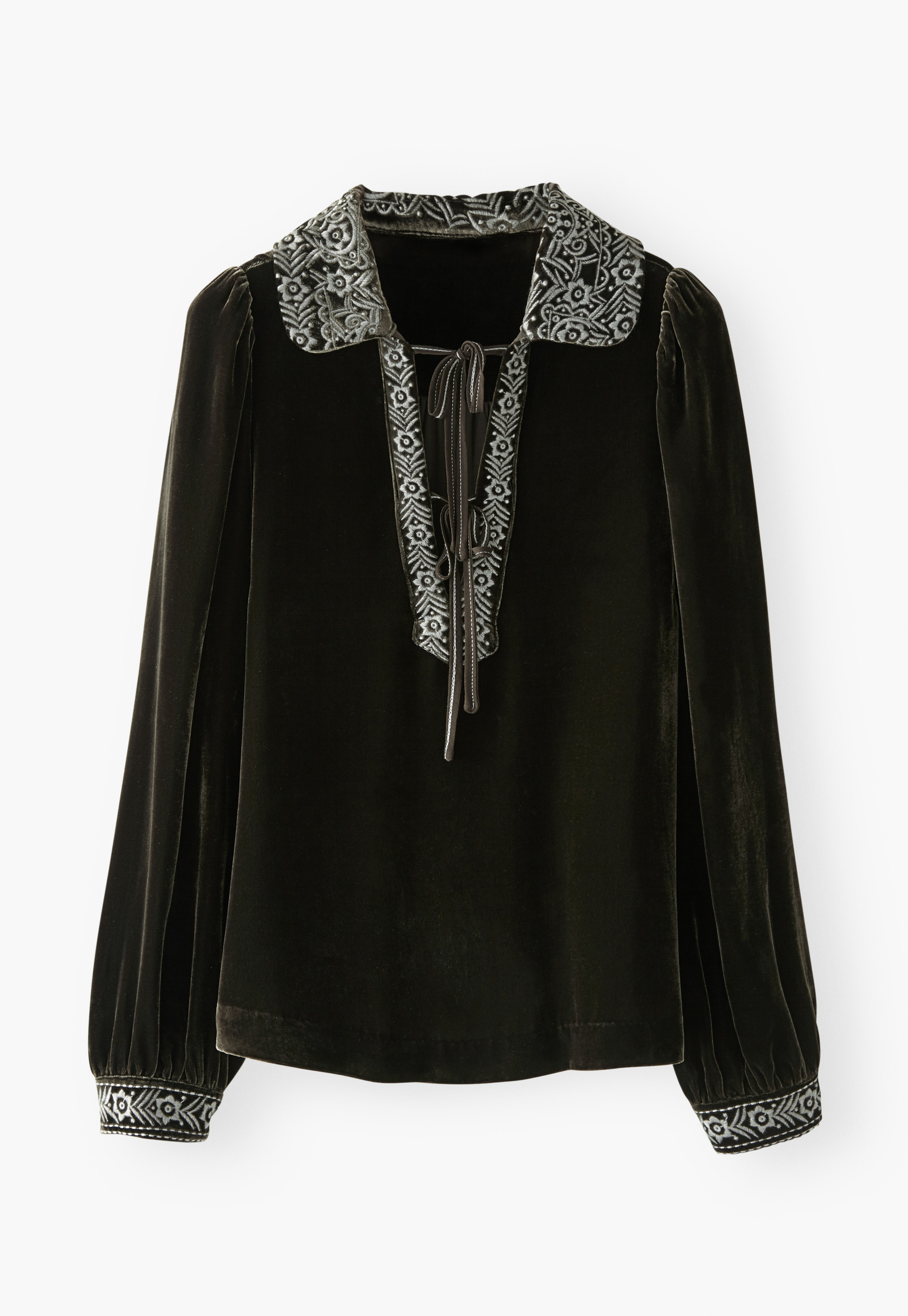 Wrap London - Embroidered silk & viscose velvet blouse