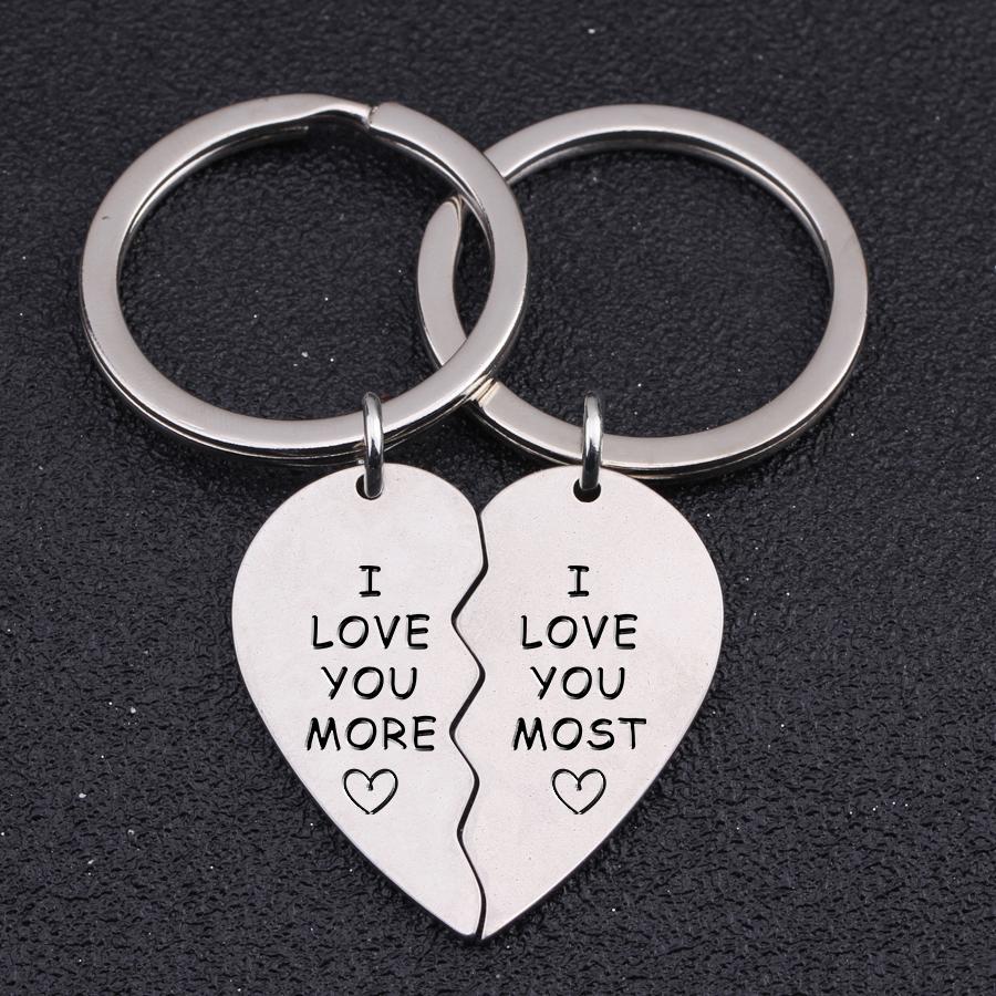 Heart Puzzle Keychain - I Love You More - I Love You Most
