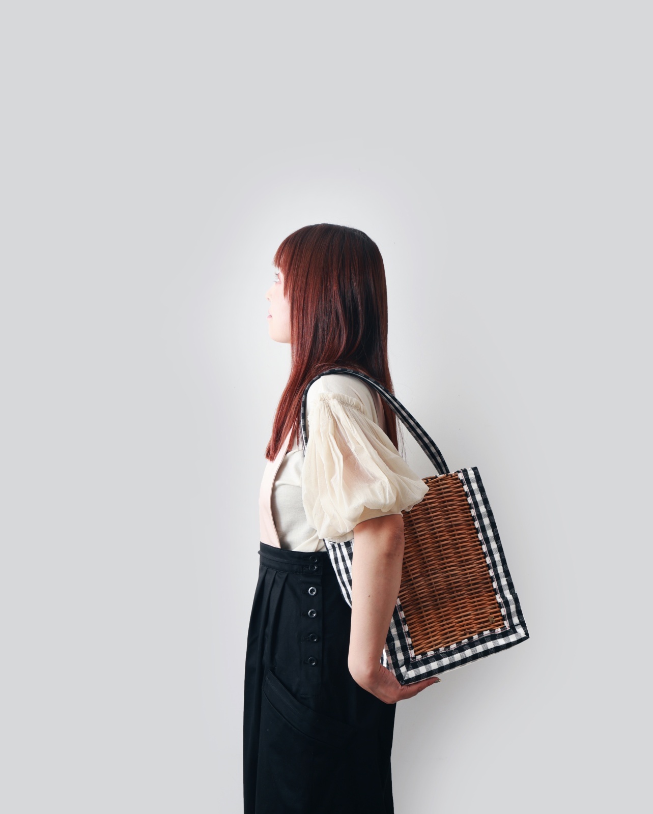 ebagos エバゴス ギンガム・ワンハンドルトート M