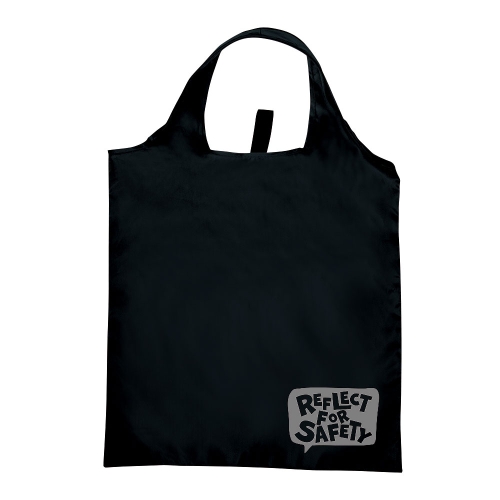 反射メッセージエコバッグ（ブラック）｜交通安全・防犯・防災グッズ