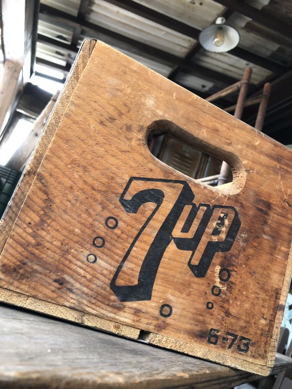 70s Vintage Advertising 7up Wooden Crate Wood Box (M810