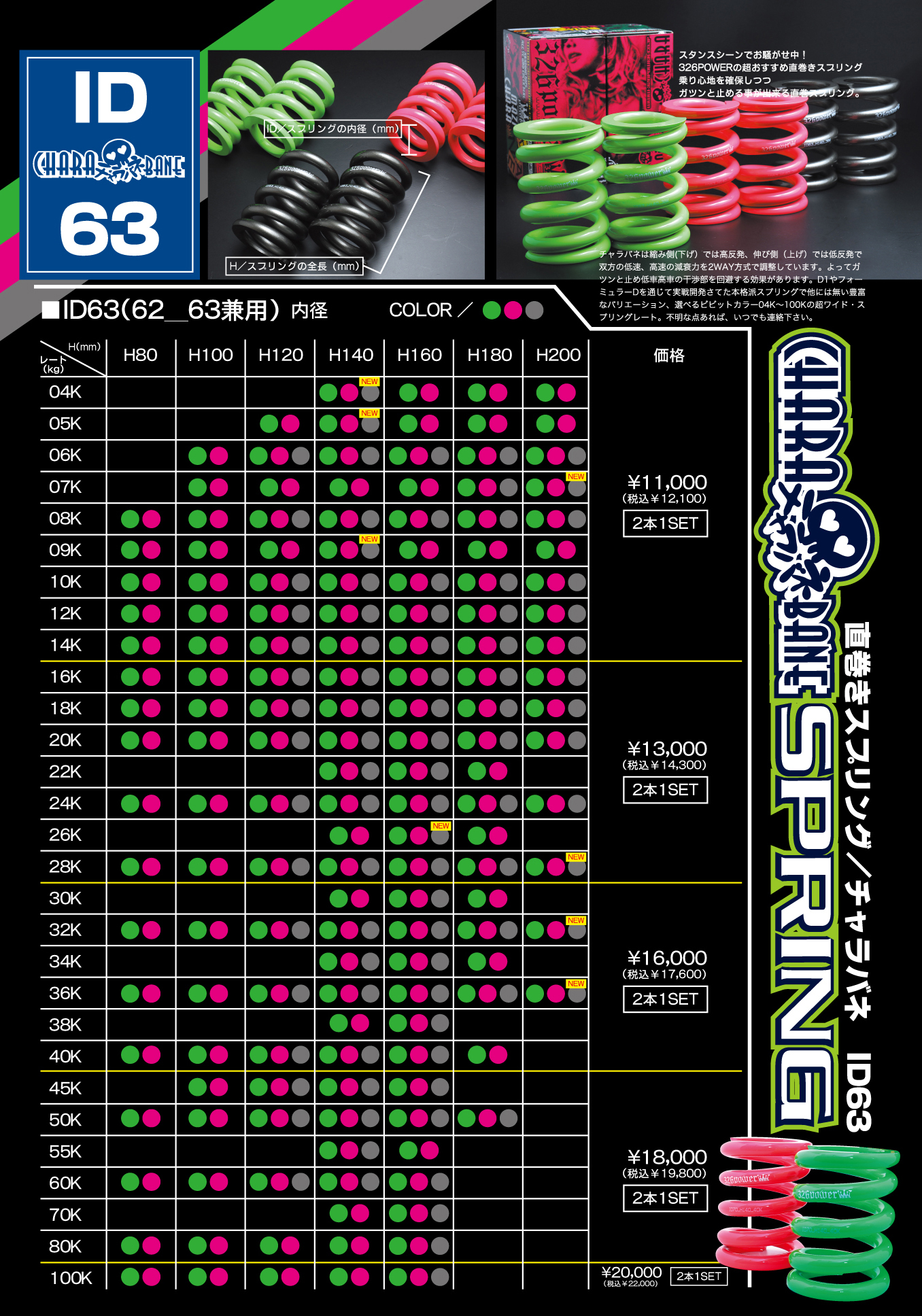 チャラバネ・ID63（62-63兼用）-H120 商品詳細 広島県東広島市西条町の