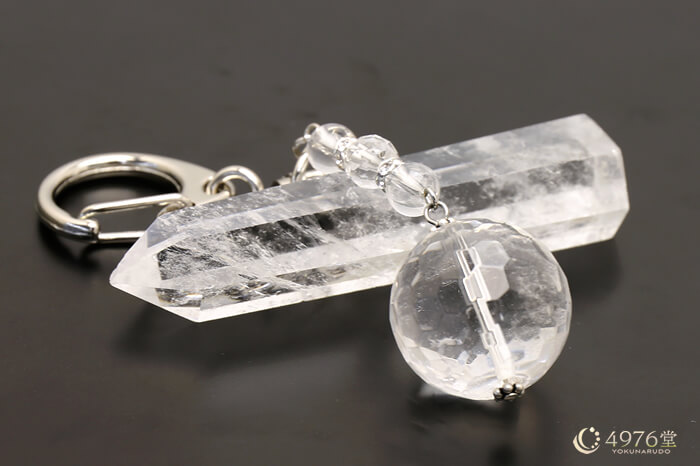 水晶 キーホルダー 20mmカットメイン ｜ 天然石通販の4976堂