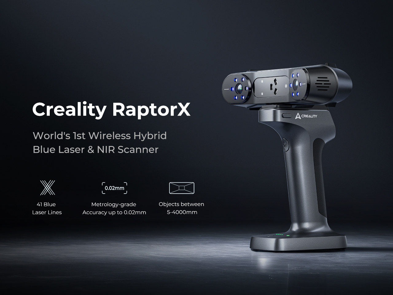 Creality RaptorX is a high-end portable wireless 3D scanner with