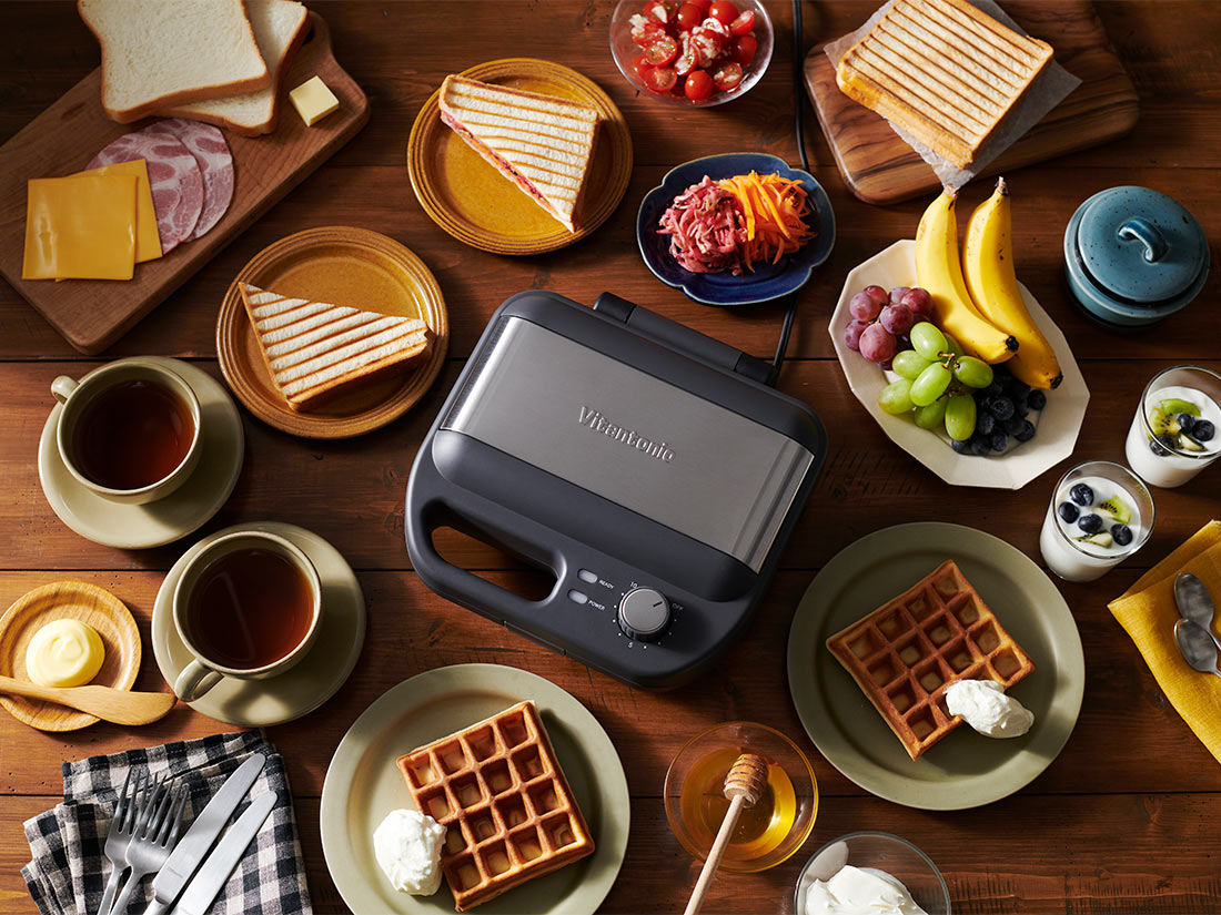 ビタントニオ ワッフル&ホットサンドベーカー ブラック | ドーナツ型