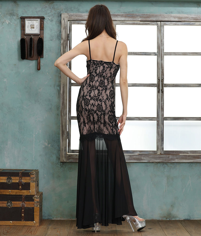 ブラックレースキャミソールロングドレス/山崎みどり - カラードレス