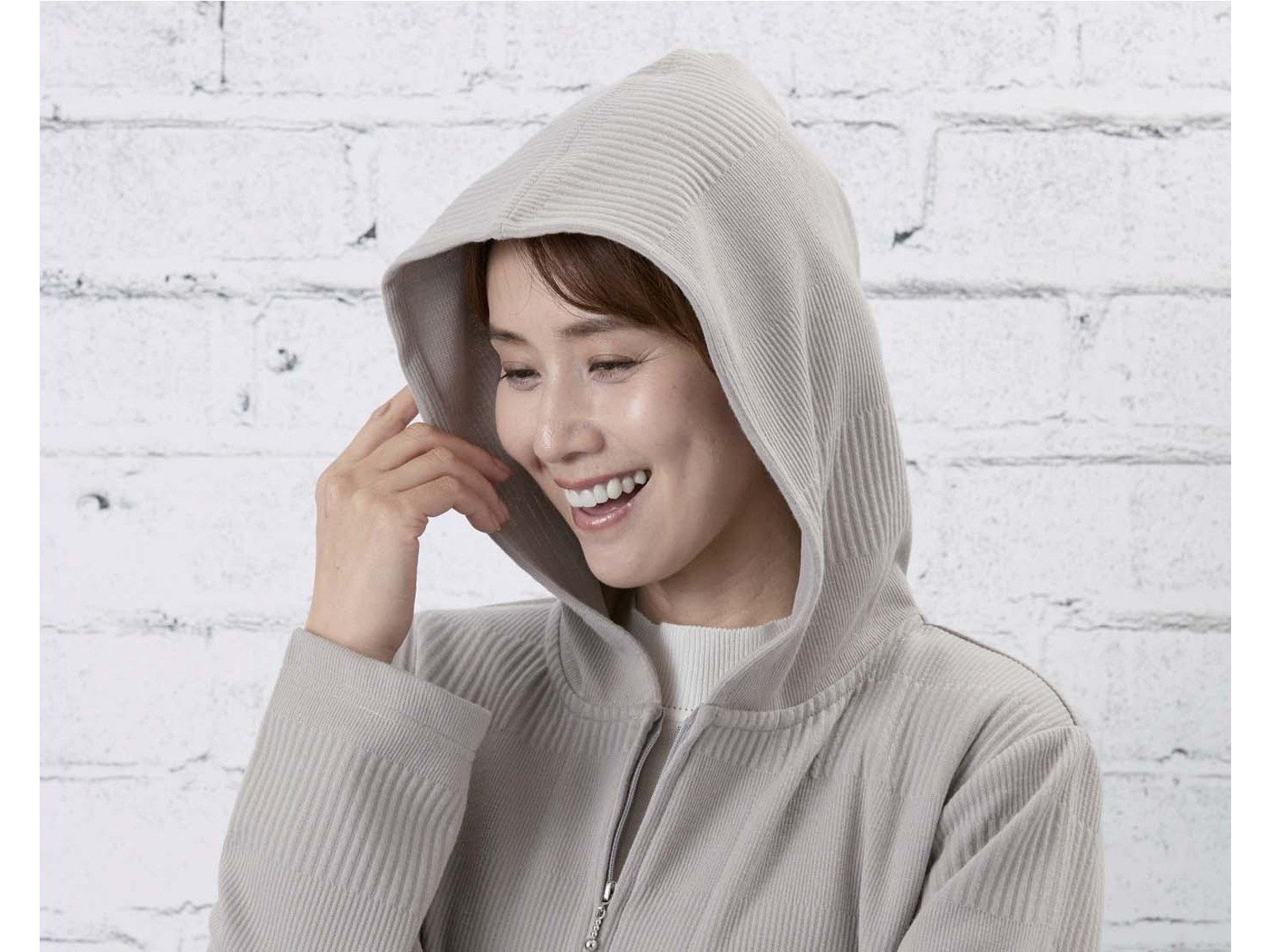 ボーダー柄フード付きジップジャケット 1枚 グレージュ L| コープ