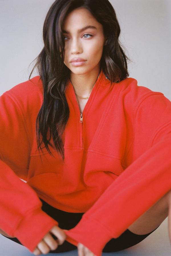 Joah Brown Onesize Retro Half Zip - Hot Sauce French Terry