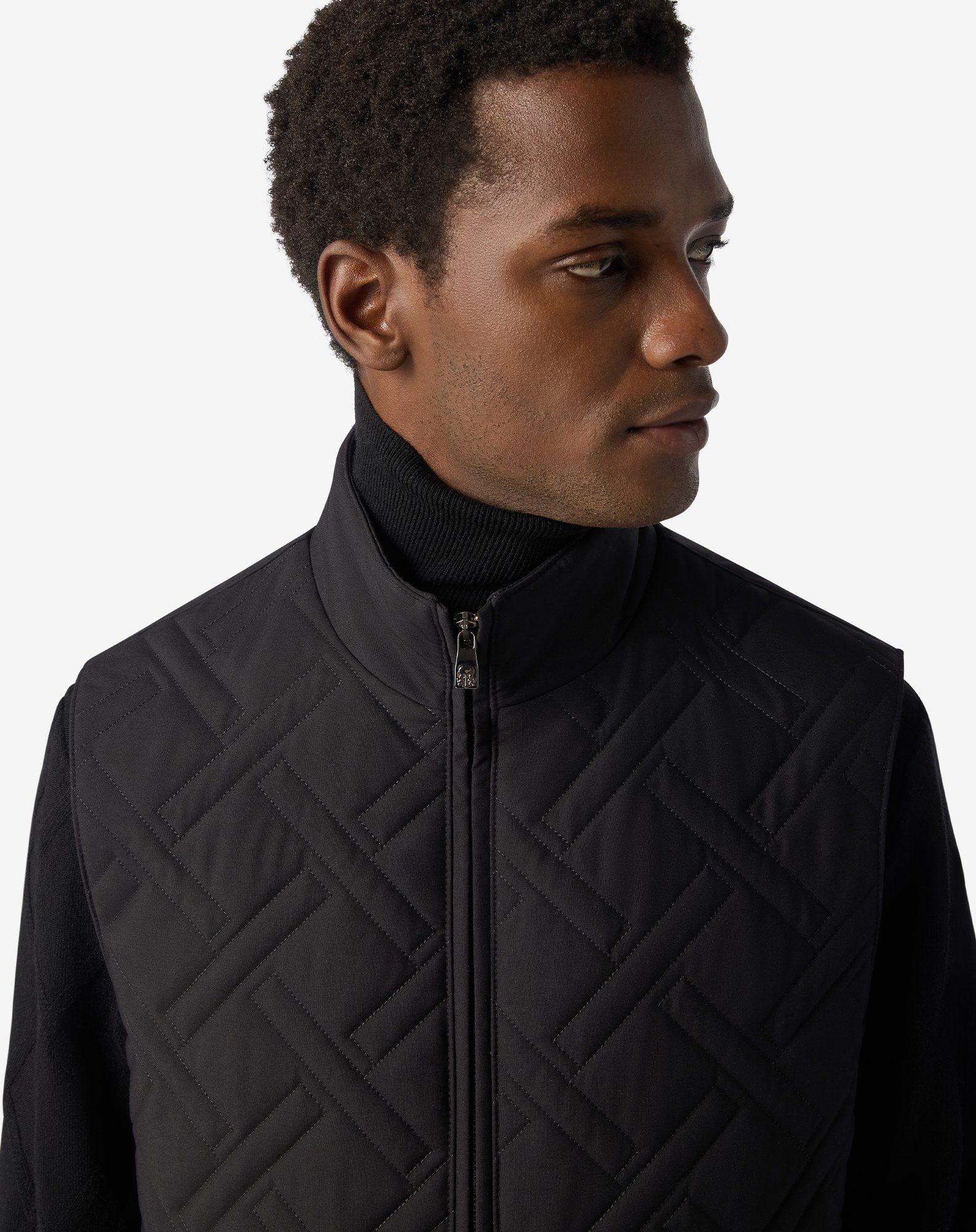 Men's black padded vest in technical fabric | Corneliani