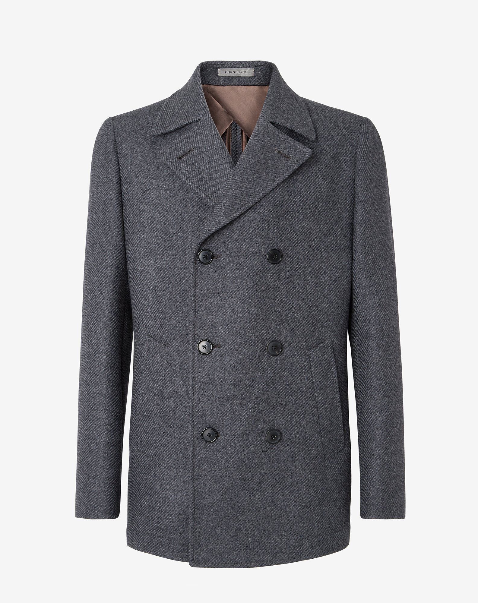 Double-sided wool peacoat in grey | Corneliani