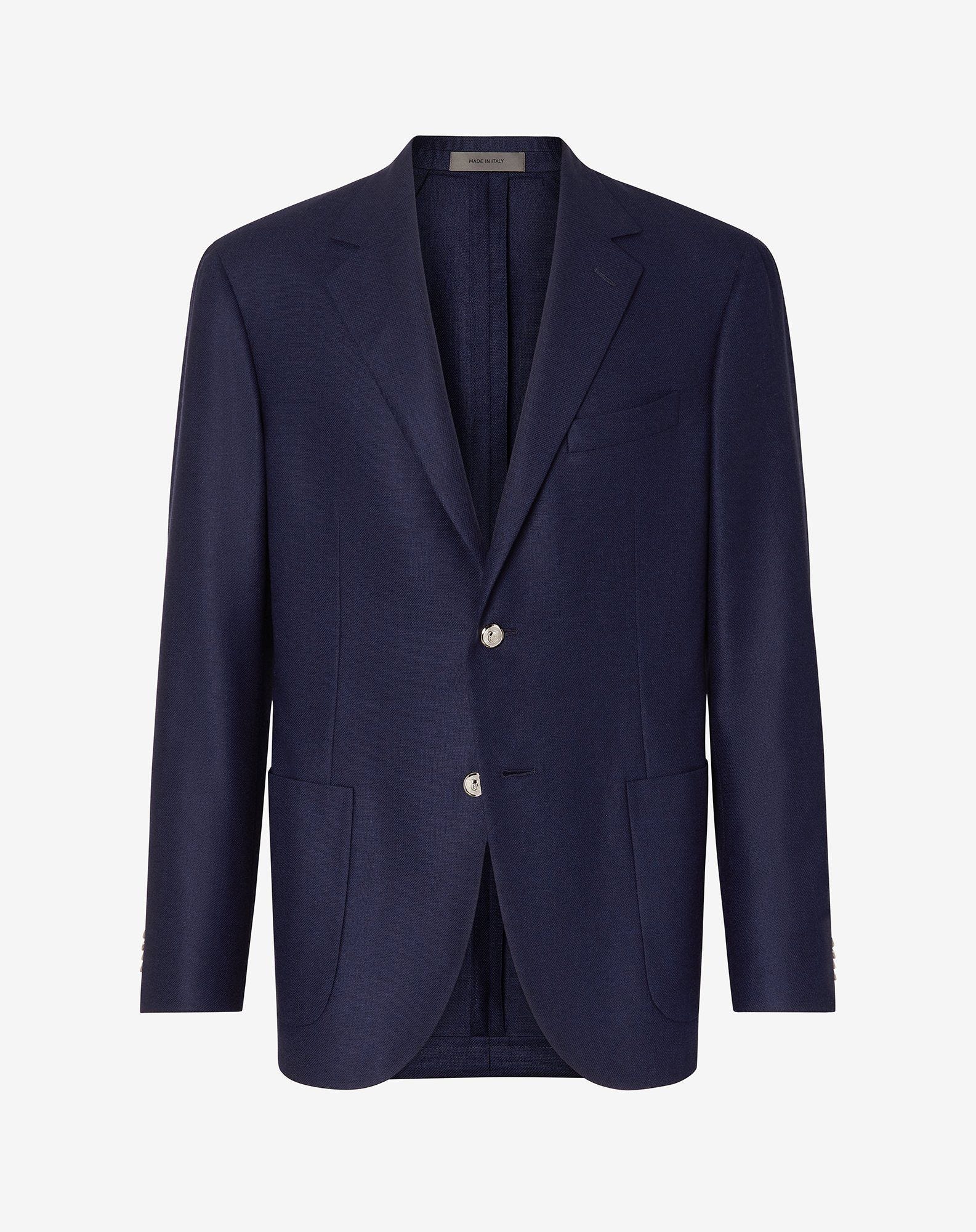 Men's dark blue single-breasted silk and wool jacket | Corneliani