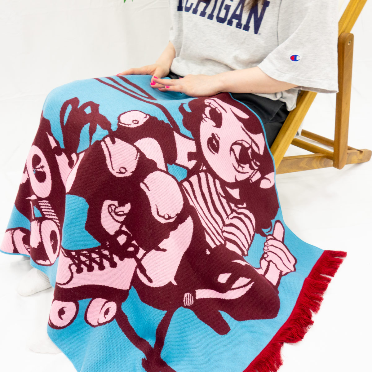 CORNER PRINTING | オリジナル編み総柄ラグブランケット(品番CPKN-006)