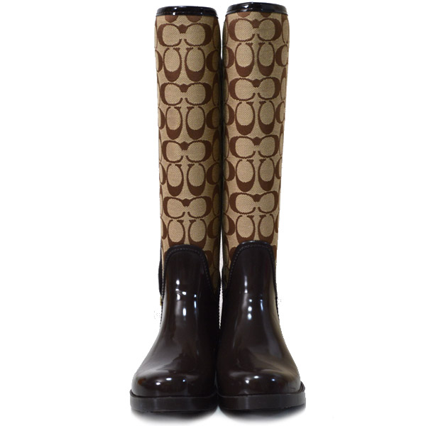 COACH】コーチ シグネチャー レインブーツ 長靴 チェスナッツ 23.5cm