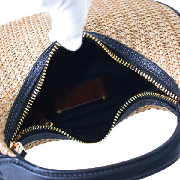 COACH】コーチ バッグ 三日月型 かごバッグ カルメン ストロー レザー