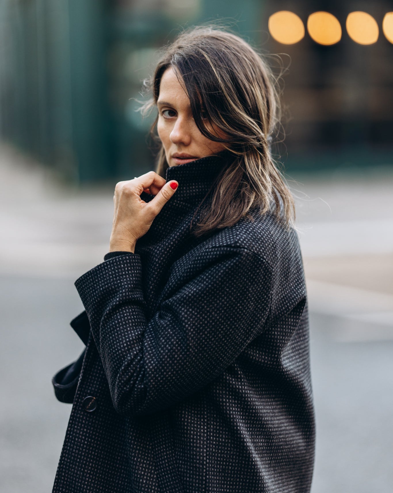 Black Check Tweed Winter Coat - Luxury Women's Coat | Irish City